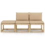 Set de muebles de jardín 3 piezas con cojines beige de vidaXL, Conjuntos de jardín - Ref: Foro24-3065026, Precio: 179,31 €, D...