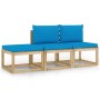 3-piece garden furniture set with light blue cushions by vidaXL, Garden sets - Ref: Foro24-3065056, Price: 179,99 €, Discount: %