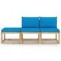 3-piece garden furniture set with light blue cushions by vidaXL, Garden sets - Ref: Foro24-3065056, Price: 179,99 €, Discount: %