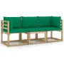 3-seater garden sofa with green cushions by vidaXL, Garden sets - Ref: Foro24-3065085, Price: 177,99 €, Discount: %