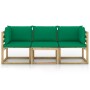 3-seater garden sofa with green cushions by vidaXL, Garden sets - Ref: Foro24-3065085, Price: 177,99 €, Discount: %