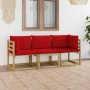 3-seater garden sofa with red cushions by vidaXL, Garden sets - Ref: Foro24-3065115, Price: 179,52 €, Discount: %