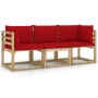 3-seater garden sofa with red cushions by vidaXL, Garden sets - Ref: Foro24-3065115, Price: 179,52 €, Discount: %