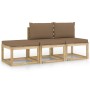 3-piece garden furniture set with taupe gray cushions by vidaXL, Garden sets - Ref: Foro24-3065176, Price: 179,31 €, Discount: %