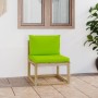 Central garden sofa with green impregnated pine wood cushions by vidaXL, Modular outdoor sofas - Ref: Foro24-3065262, Price: ...