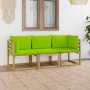 3-Sitzer-Gartensofa mit hellgrünen Kissen von vidaXL, Gartensets - Ref: Foro24-3065265, Preis: 173,97 €, Rabatt: %