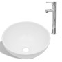 Lavabo de baño con grifo mezclador cerámica redondo blanco de vidaXL, Lavabos - Ref: Foro24-275494, Precio: 79,07 €, Descuent...