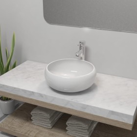 Round bathroom sink with white ceramic mixer tap by vidaXL, Sinks - Ref: Foro24-275495, Price: 91,99 €, Discount: %