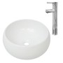 Lavabo de baño redondo con grifo mezclador cerámica blanco de vidaXL, Lavabos - Ref: Foro24-275495, Precio: 89,18 €, Descuent...