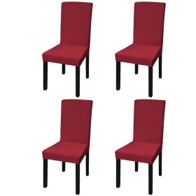 Straight elastic chair cover 4 units burgundy by vidaXL, Covers - Ref: Foro24-131420, Price: 16,27 €, Discount: %