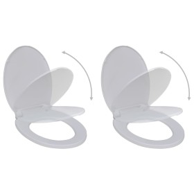 Toilet seats with soft close lids 2 units white plastic by vidaXL, Toilet and bidet seats - Ref: Foro24-275927, Price: 30,50 ...