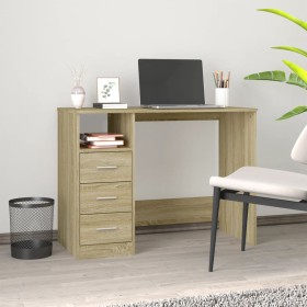 Plywood Sonoma wood desk with drawers 102x50x76 cm by vidaXL, Desks - Ref: Foro24-823035, Price: 99,74 €, Discount: %