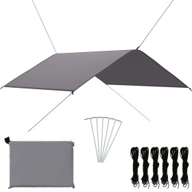 Gray outdoor tarpaulin 4x4 m by vidaXL, Umbrellas - Ref: Foro24-93063, Price: 48,17 €, Discount: %