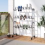 Shoe rack with wheels silver 66x27x100 cm by vidaXL, Shoe racks and shoe organizers - Ref: Foro24-344371, Price: 52,80 €, Dis...