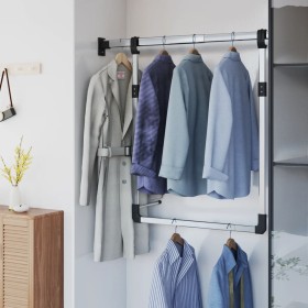 Telescopic Wardrobe Rail Silver by vidaXL, Dresser Organizers and Bar Hangers - Ref: Foro24-344374, Price: 23,99 €, Discount: %