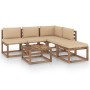 Garden furniture made of 6-piece pallets and impregnated wood cushions by vidaXL, Garden sets - Ref: Foro24-3067431, Price: 3...