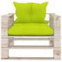 Garden pallet sofa with bright green cushions made of pine wood. by vidaXL, Outdoor sofas - Ref: Foro24-3066050, Price: 80,61...