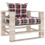 Garden pallet sofa and red checkered pine wood cushions by vidaXL, Outdoor sofas - Ref: Foro24-3066051, Price: 90,16 €, Disco...