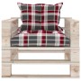 Garden pallet sofa and red checkered pine wood cushions by vidaXL, Outdoor sofas - Ref: Foro24-3066051, Price: 90,16 €, Disco...