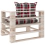 Garden pallet sofa and red checkered pine wood cushions by vidaXL, Outdoor sofas - Ref: Foro24-3066051, Price: 90,16 €, Disco...