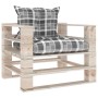 Garden pallet sofa with gray checkered cushions and pine wood by vidaXL, Outdoor sofas - Ref: Foro24-3066052, Price: 85,51 €,...