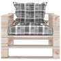 Garden pallet sofa with gray checkered cushions and pine wood by vidaXL, Outdoor sofas - Ref: Foro24-3066052, Price: 85,51 €,...