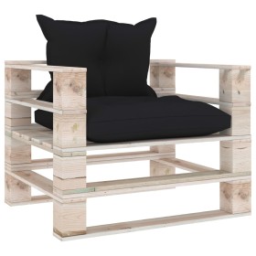 Garden pallet sofa with black pine wood cushions by vidaXL, Outdoor sofas - Ref: Foro24-3066039, Price: 89,99 €, Discount: %