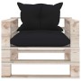 Gartensofa aus Paletten mit Kissen aus schwarzem Kiefernholz von vidaXL, Outdoor-Sofas - Ref: Foro24-3066039, Preis: 89,99 €,...