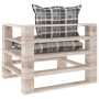 Garden pallet sofa with gray checkered cushions and pine wood by vidaXL, Outdoor sofas - Ref: Foro24-3066052, Price: 85,51 €,...