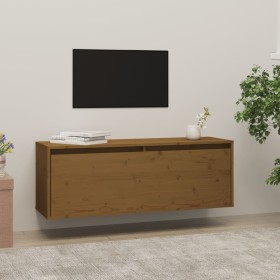 Honey brown solid pine wood wall cabinet 100x30x35 cm by vidaXL, Shelves and shelves - Ref: Foro24-813471, Price: 67,42 €, Di...