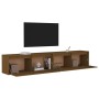 Wall cabinet 2 pcs honey brown pine wood 100x30x35 cm by vidaXL, Shelves and shelves - Ref: Foro24-813472, Price: 129,99 €, D...