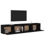 Wall cabinet 2 pcs solid black pine wood 100x30x35 cm by vidaXL, Shelves and shelves - Ref: Foro24-813474, Price: 145,99 €, D...