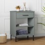 Console cabinet metal legs solid pine wood gray OSLO by vidaXL, Side tables - Ref: Foro24-351001, Price: 46,09 €, Discount: %