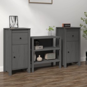 Display cabinets 2 units solid pine wood gray 40x35x80 cm by vidaXL, Sideboards - Ref: Foro24-813759, Price: 90,42 €, Discoun...