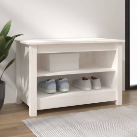 Banco zapatero madera de pino maciza blanco 70x38x45,5 cm de vidaXL, Zapateros y organizadores de calzado - Ref: Foro24-81377...