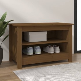 Banco zapatero madera maciza de pino marrón miel 70x38x45,5cm de vidaXL, Zapateros y organizadores de calzado - Ref: Foro24-8...