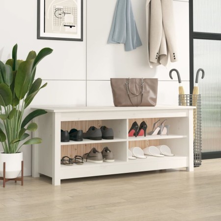 Shoe bench solid white pine wood 110x38x45.5 cm by vidaXL, Shoe racks and shoe organizers - Ref: Foro24-813775, Price: 78,96 ...