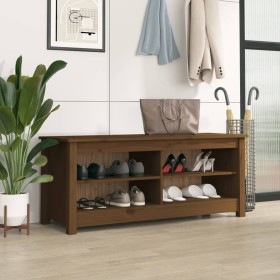 Banco zapatero madera maciza de pino marrón miel 110x38x45,5 cm de vidaXL, Zapateros y organizadores de calzado - Ref: Foro24...