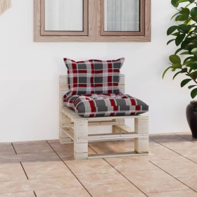 Central garden sofa made of pallets with pine wood cushions by vidaXL, Outdoor sofas - Ref: Foro24-3066081, Price: 72,99 €, D...