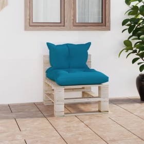 Central garden sofa made of pallets with pine wood cushions by vidaXL, Outdoor sofas - Ref: Foro24-3066075, Price: 71,99 €, D...