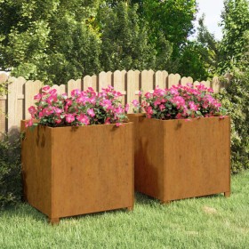 Planters with legs 2 units corten steel oxidized 49x47x50 cm by vidaXL, Pots and planters - Ref: Foro24-823683, Price: 126,14...