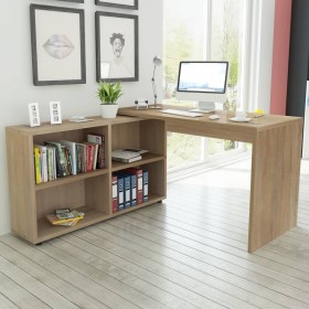 Corner desk with 4 shelves in oak color by vidaXL, Desks - Ref: Foro24-243059, Price: 153,43 €, Discount: %