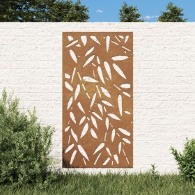 Adorno de pared jardín acero corten diseño hoja bambú 105x55 cm de vidaXL, Carteles, copias y arte visual - Ref: Foro24-82448...