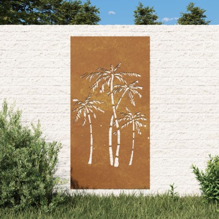 Corten steel garden wall decoration palm tree design 105x55 cm by vidaXL, Posters, prints and visual art - Ref: Foro24-824485...