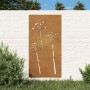 Adorno de pared de jardín acero corten diseño flores 105x55 cm de vidaXL, Carteles, copias y arte visual - Ref: Foro24-824486...