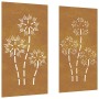 Garden wall decoration 2 pcs Corten steel flower design 105x55 cm by vidaXL, Posters, prints and visual art - Ref: Foro24-824...