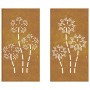 Garden wall decoration 2 pcs Corten steel flower design 105x55 cm by vidaXL, Posters, prints and visual art - Ref: Foro24-824...