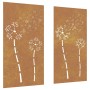 Adorno pared jardín 2 uds acero corten diseño flores 105x55 cm de vidaXL, Carteles, copias y arte visual - Ref: Foro24-824489...