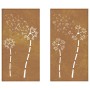 Garden wall decoration 2 pcs Corten steel flower design 105x55 cm by vidaXL, Posters, prints and visual art - Ref: Foro24-824...