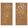 Garden wall decoration 2 pcs Corten steel flower design 105x55 cm by vidaXL, Posters, prints and visual art - Ref: Foro24-824...